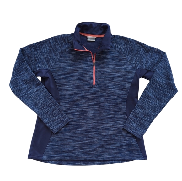 Columbia Tops - Columbia Sportswear Co. Quarter Zip Striped Long Sleeve Sweatshirt XL Blue